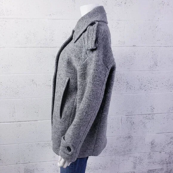 Los Angeles Project Double‎ Breasted Pea Coat Overcoat Womens Small Gray - Picture 5 of 12